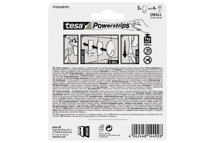 Háček lepicí Tesa Háček lepicí, oválný, malý, bílý, Powerstrips (3)