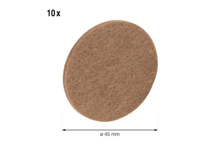Sada filcových podložek Walteco Podložky filcové O 45 mm, samolepící, hnědé, 10 ks (3)
