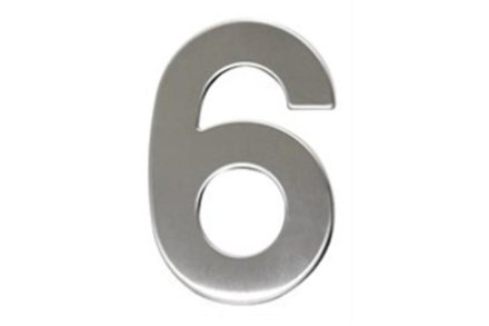 samolepící číslice Walteco Číslo 6, 50 mm, samolepící, nerez