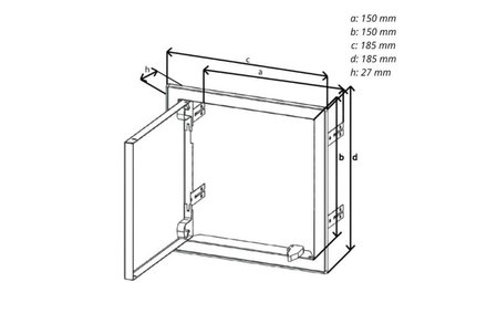 Dvířka revizní Haco Dvířka revizní kovová 150 x 150 mm, s tlačným zámkem, bílá 0160 (4)