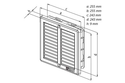 Mřížka větrací Haco Mřížka větrací se síťovinou VM, 250 x 250 mm, nerez 0708 (3)