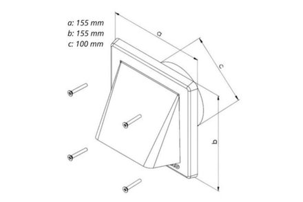 Mřížka větrací Haco Mřížka větrací gravitační - klapka VM, 150 x 150 mm GK/100 mm, bílá 0239 (3)