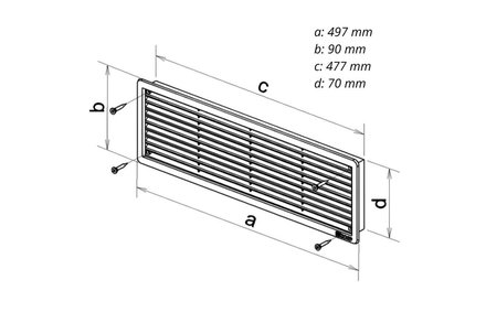 Mřížka větrací Haco Mřížka větrací dveřní VMD, 500 x 90 mm, 2 ks, bílá 0201 (1)