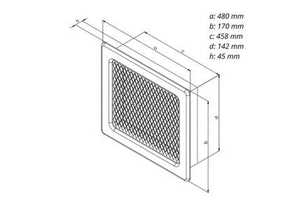 Mřížka krbová Haco Mřížka krbová s rámečkem a síťovinou LKM, 170 x 490 mm, bílý lak 0717 (1)