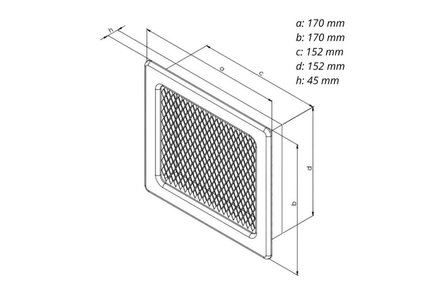 Mřížka krbová Haco Mřížka krbová s rámečkem a síťovinou LKM, 170 x 170 mm, grafitový lak 0720 (1)
