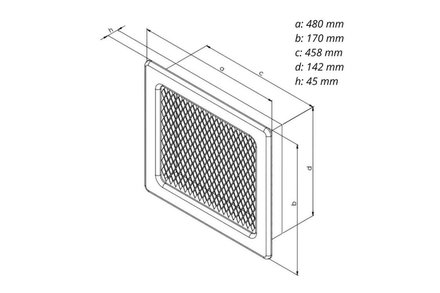 Mřížka krbová Haco Mřížka krbová s rámečkem a síťovinou LKM, 170 x 490 mm, grafitový lak 0721 (1)