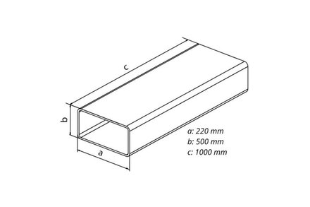 Kanál vzduchový Haco Kanál plochý V, 220 x 55 x 1000 mm 0644 (2)