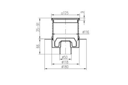 Vpusť podlahová Enpro Vpusť podlahová spodní NEPTUN D 50 mm, límec, nerez rámeček, mřížka GATE (1)