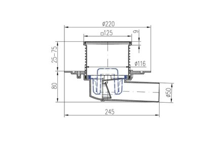 Vpusť podlahová Enpro Vpusť podlahová boční D 50 mm, nerez mřížka GATE (1)