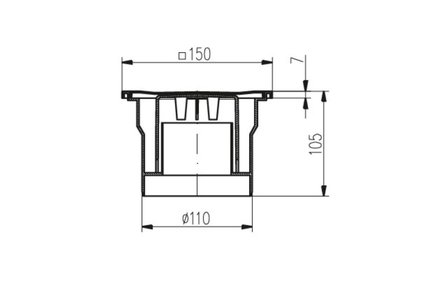 Vpusť podlahová Enpro Vpusť podlahová spodní D 110 mm, nerez rámeček, mřížka SUN, černá (1)