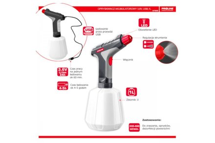 Postřikovač Proline Postřikovač, baterie Li-ion 3,6V, USB, 1l (4)