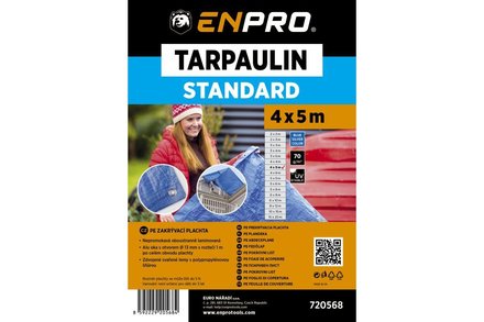 Plachta Enpro Plachta zakrývací STANDARD, 4 x 5 m, 70 g/m?, modro - stříbrná (1)
