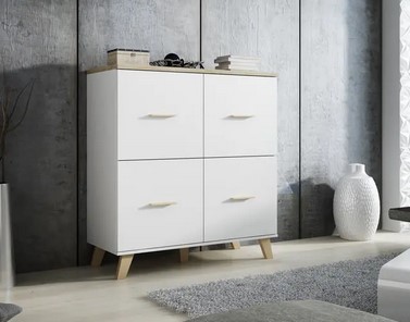 Komoda Halmar LOTTA 110 (4D) bílá/ dub sonoma (2 Karton) (4)