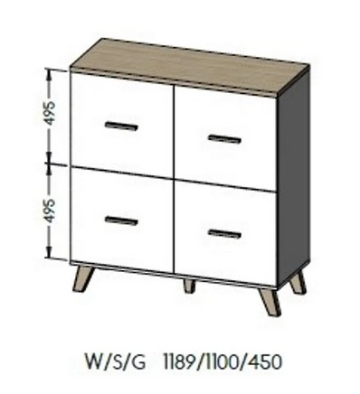 Komoda Halmar LOTTA 110 (4D) bílá/ dub sonoma (2 Karton) (3)