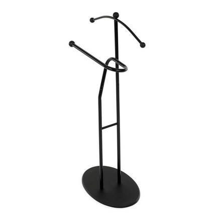 Němý sluha Autronic Němý sluha, výška 110 cm, masiv kaučukovník, černé moření, kov černý (83213 BK) (10)