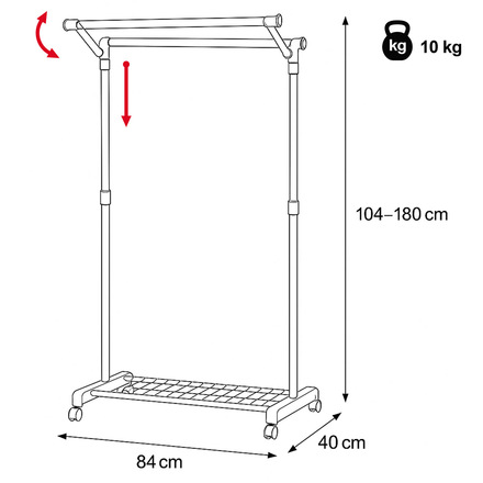 Stojan na šaty Autronic Stojan na šaty s výklopným ramenem, černá barva, kov  plast, chrom (84511 BK) (16)