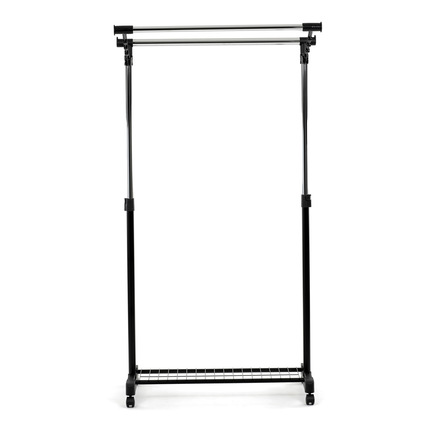 Stojan na šaty Autronic Stojan na šaty s výklopným ramenem, černá barva, kov  plast, chrom (84511 BK) (2)