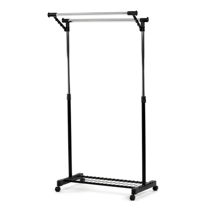 Stojan na šaty Autronic Stojan na šaty s výklopným ramenem, černá barva, kov  plast, chrom (84511 BK) (3)