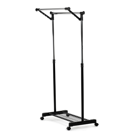 Stojan na šaty Autronic Stojan na šaty s výklopným ramenem, černá barva, kov  plast, chrom (84511 BK) (4)