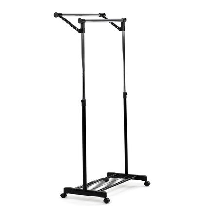 Stojan na šaty Autronic Stojan na šaty s výklopným ramenem, černá barva, kov  plast, chrom (84511 BK) (6)