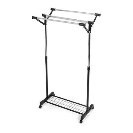 Stojan na šaty Autronic Stojan na šaty s výklopnými rameny, černá barva, kov  plast, chrom (84521 BK) (9)