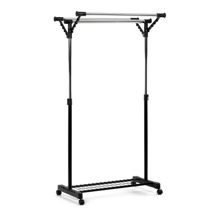 Stojan na šaty Autronic Stojan na šaty s výklopnými rameny, černá barva, kov  plast, chrom (84521 BK) (7)