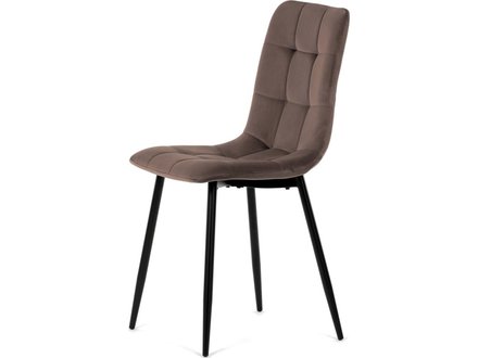 Moderní jídelní židle Autronic Židle jídelní, hnědá sametová látka, nohy černý kov (CT-281 BR4) (2)