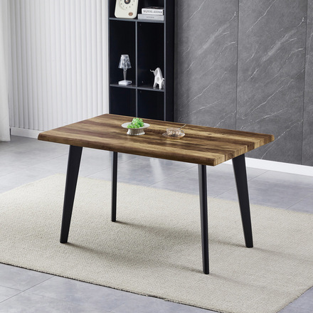 Moderní jídelní stůl Autronic Stůl jídelní, 130x80x75 cm, MDF deska, dekor staré dřevo, kov, černý lak (HT-F4413 OLW) (6)