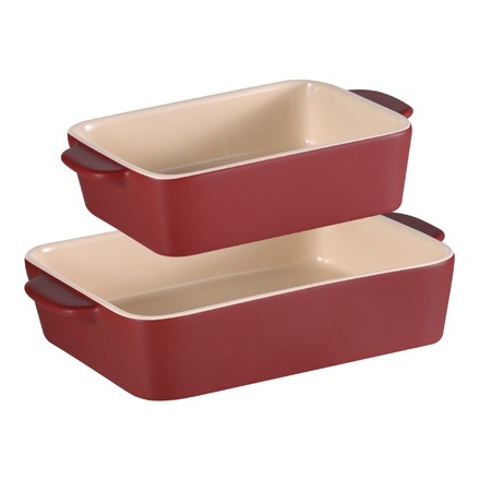 Zapékací miska Bergner BG-13434-RD kamenina MAROON sada 2 ks červená burgundy (1)