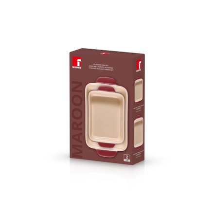 Zapékací miska Bergner BG-13434-RD kamenina MAROON sada 2 ks červená burgundy (4)