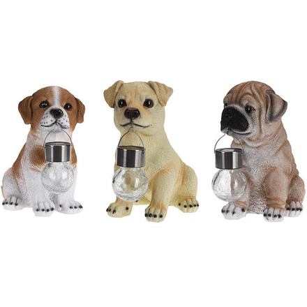 Zahradní dekorace Homestyling KO-795201190bern pes se solární lampou 24 cmBernardýn (1)