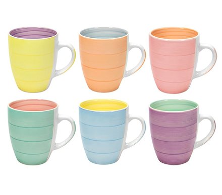 Hrnky na kávu i čaj HIT HT-24326212 sada 6 ks 350 ml PASTEL