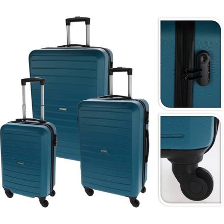 Sada plastových cestovních kufrů Proworld KO-FB5000460 3 ks 50 / 60 / 70 cm petrolejová (9)