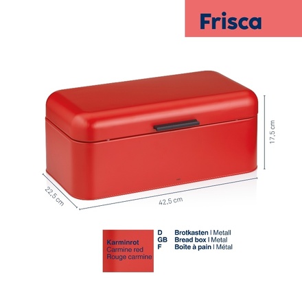 Chlebník Kela KL-12842 Frisca kov, červená 42,5x22,5x17,5 cm (2)