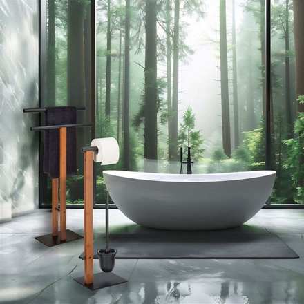 WC sada Kela KL-22573 Amir kov/bambus černá/hnědá 22x18x70 cm (1)