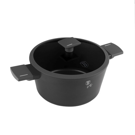 Kastrol s titanovým povrchem a poklicí Berlingerhaus BH-8131 24 cm Antracit Collection (6)