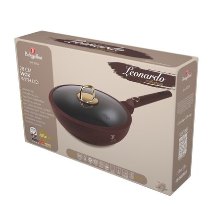 Pánev wok s poklicí a titanovým povrchem Berlingerhaus BH-8034 28 cm Leonardo Collection (1)