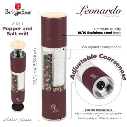 Mlýnek na pepř a sůl Berlingerhaus BH-8581 dvojitý Taupe Collection (3)