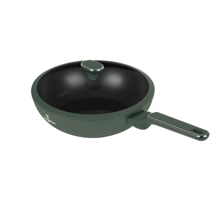 Pánev wok s poklicí a titanovým povrchem Berlingerhaus BH-8159 28 cm Matte Green Collection (2)