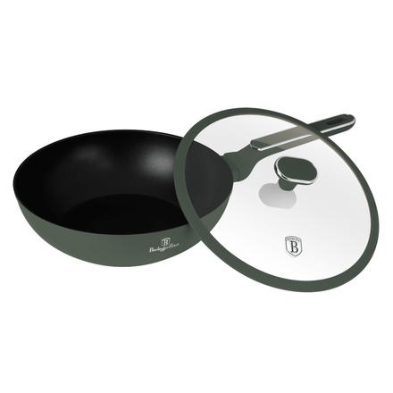 Pánev wok s poklicí a titanovým povrchem Berlingerhaus BH-8159 28 cm Matte Green Collection (5)