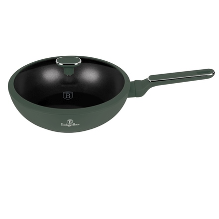 Pánev wok s poklicí a titanovým povrchem Berlingerhaus BH-8159 28 cm Matte Green Collection (6)