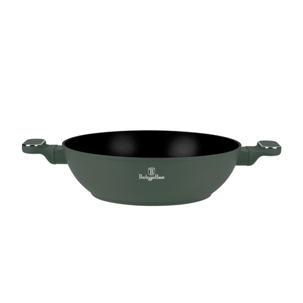 Pánev wok s poklicí a titanovým povrchem Berlingerhaus BH-8160 30 cm Matte Green Collection (9)