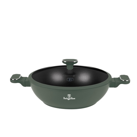 Pánev wok s poklicí a titanovým povrchem Berlingerhaus BH-8160 30 cm Matte Green Collection (3)