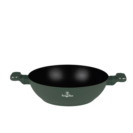 Pánev wok s poklicí a titanovým povrchem Berlingerhaus BH-8160 30 cm Matte Green Collection (4)