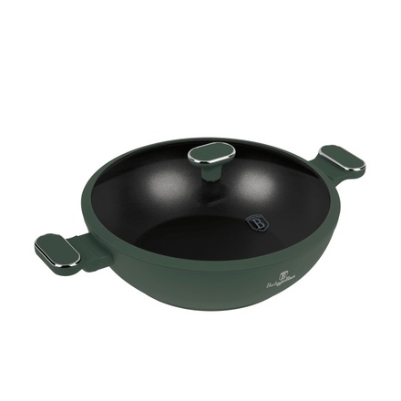 Pánev wok s poklicí a titanovým povrchem Berlingerhaus BH-8160 30 cm Matte Green Collection (5)