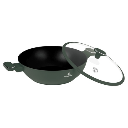 Pánev wok s poklicí a titanovým povrchem Berlingerhaus BH-8160 30 cm Matte Green Collection (7)