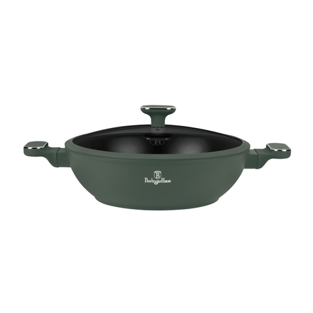 Pánev wok s poklicí a titanovým povrchem Berlingerhaus BH-8160 30 cm Matte Green Collection (8)