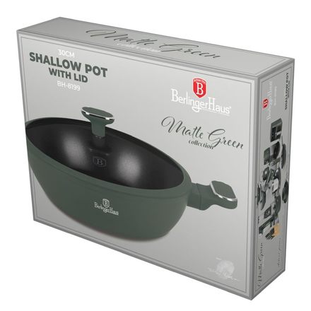 Kastrol s titanovým povrchem a poklicí Berlingerhaus BH-8199 30 cm Matte Green Collection (1)
