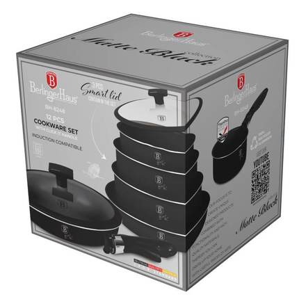 Sada nádobí s titanovým povrchem Berlingerhaus BH-8248 12 ks Matte Black Collection (1)