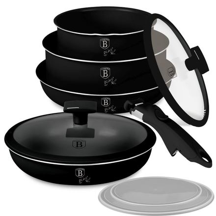 Sada nádobí s titanovým povrchem Berlingerhaus BH-8257 9 ks Matte Black Collection